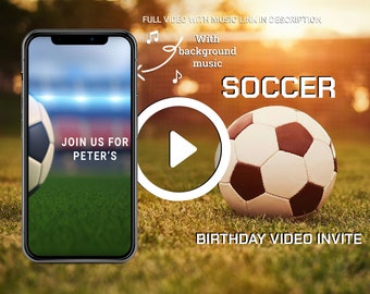 Invitación de video de cumpleaños de fútbol, Evite el fútbol, Fiesta temática de fútbol, Cumpleaños temático deportivo, Cualquier edad, Evite el video, Invitación de cumpleaños de los niños