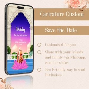 Save the Date Carricature Animated Indian Invitation | Wedding Invitation | Digital Wedding Invite | Electronic Card