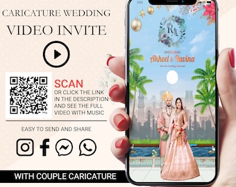 Karikatur indische Hochzeitseinladung (Digitales Video)