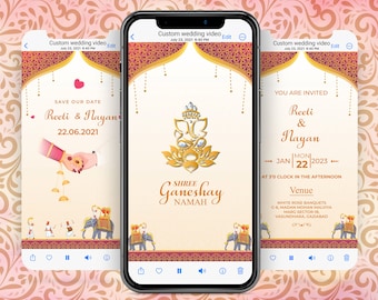 Video invitación de boda hindú: Tarjetas de boda indias (descarga digital)
