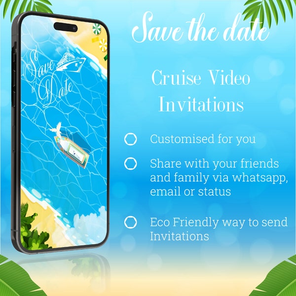 Yacht Video Wedding Invitation, Cruise Save the Date Video Invitation, Cruise Wedding Digital Invite, Ocean Engagement Animated Announcement