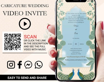 Faire-part vidéo de mariage paon, faire-part de mariage hindou Faire-part de mariage Mariage floral et hindou Mariage WhatsApp Invitation numérique Mariage en Inde