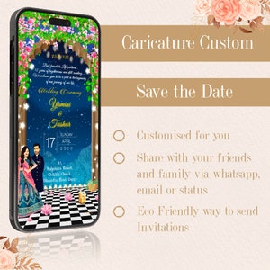 Save the Date Carricature Animated Indian Invitation | Wedding Invitation | Digital Wedding Invite | Electronic Card