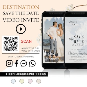 Hochzeitsziel Save the Date Video Einladung, Weltkarte Digitale animierte E Hochzeitseinladung, Save Our Date, Telefon Video Einladung