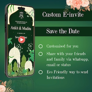 Digital Indian Video Invite, Hindu Wedding Video, Save The Date Video Indian, Video Invitation Indian Custom, Animate Indian Invitation