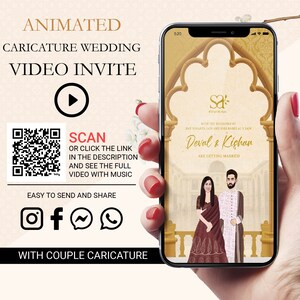 Save the Date Carricature Animated Indian Invitation | Wedding Invitation | Digital Wedding Invite | Electronic Card