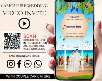 Animated Caricature Indian Wedding Invitation: Digital Video Invite