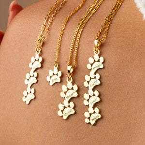 14K Gold Engraved Paw Necklace, Paw Print Name Necklace, Personalized Tiny Dog Paw Necklace, Pet Memorial Jewelry, Necklace for Pet Moms