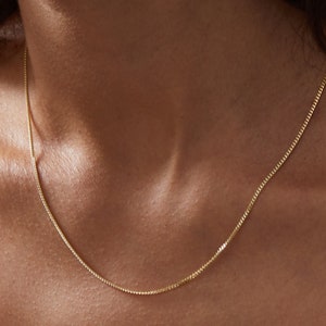 14k Gold Thin Curb Chain Necklace, Vine Chain Necklace, Dainty Gold Chain Necklace, Thin Gold Chain Necklace, Necklace for Women