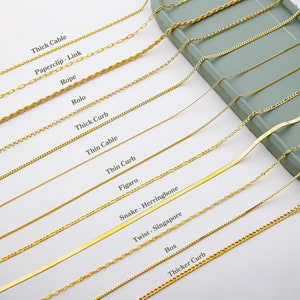 14K Gold Chain Necklace, Thin Gold Chain Necklace for Women, Box Chain, Rope Chain, Paperclip Chain, Herringbone Chain, Christmas Gifts