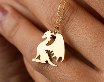 14K Gold Dragon Necklace, Chinese Dragon Necklace, Dainty Dragon Pendant, 925K Silver Dragon Charm, Medieval Necklace, Everyday Necklace