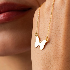 Daitny Butterfly Necklace Gold 14k, Minimalist Butterfly Pendant Necklace, Tiny Butterfly Charm, Butterfly Jewelry for Women, Gifts for Mom