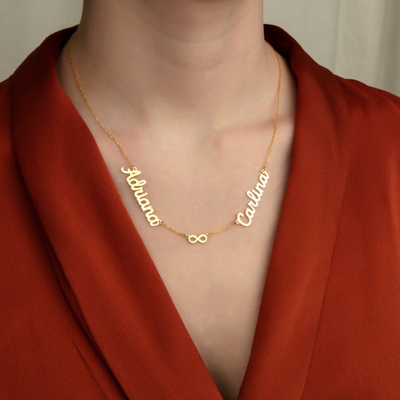 Gold Couple Name Necklace, Personalized Gifts for Mom, Friendship Name Necklace with İnfinity, Personalized Name Necklace for Women,
