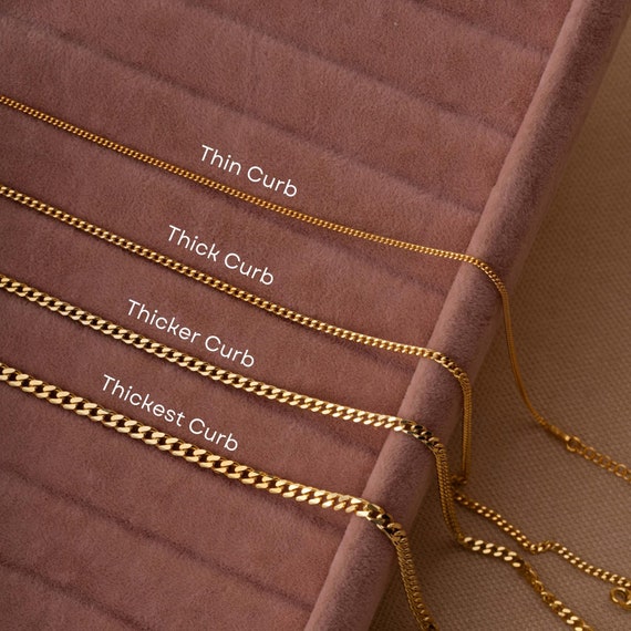 14K Gold Curb Chain Necklace, Cuban Chain Necklace, Everyday Minimalist Curb Chain Necklace, Cuban Link Chain, Thin and Thick Curb Chains