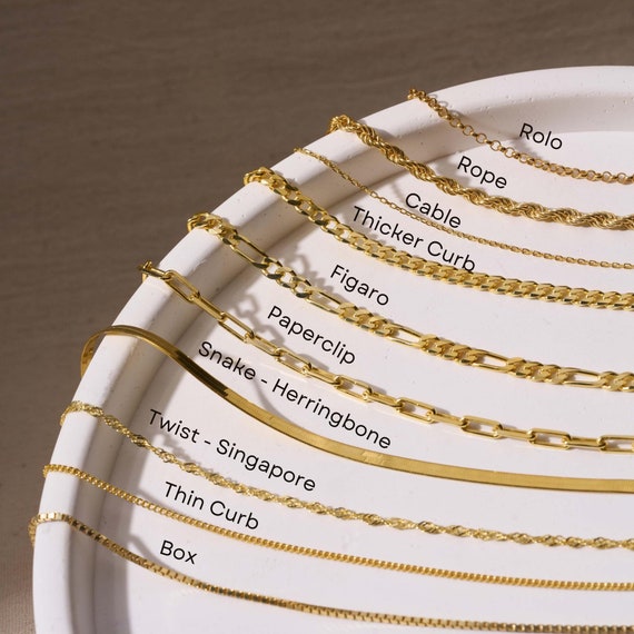 14K Gold Chain Necklace, Link Chain, Twist Chain, Snake Chain, Curb Chain, Rolo Chain, Any Chain Necklace for Women, Thin Chain Necklace