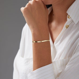 14k Gold Snake Chain Bracelet, Herringbone Chain Bracelet, Dainty Snake Chain Bracelet, Simple Gold Bracelet, 4-9 inch Snake Chain Bracelet image 3