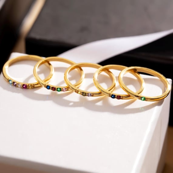 Custom Birthstone Ring,Birthstone Stacking Ring, Stackable Birthstone Ring, Family Birthstone Ring, Christmas Gifts, Multi Stone Ring