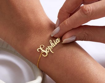 Personalisiertes Gold Namensarmband, benutzerdefinierte Namen Armband, zierliche Namen Armband, personalisierte Geschenke für sie, Weihnachtsgeschenke, Geschenk für Mutter