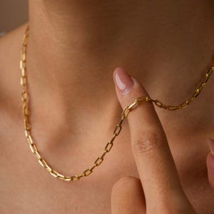 14K ゴールド ペーパークリップ チェーン ネックレス、リンク チェーン ネックレス、ペーパークリップ ネックレス、ゴールド リンク チェーン、12 - 24 インチ ペーパークリップ ネックレス、変色なし