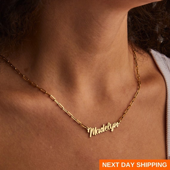 Name Necklace Gold 14k, Dainty Name Necklace, Personalized Gifts for Her, Nameplate Necklace, Custom Name Necklace, Bridesmaid Gift