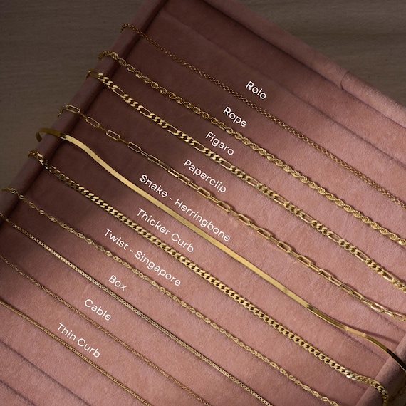 14K Gold Chain Necklace for Women, Twist Chain, Rope Chain, Box Chain, Snake - Herringbone Chain, Thin Chain Necklace, Thick Chain Necklace