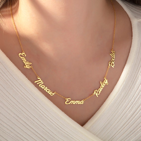 Multiple Name Necklace, 5 Names Necklace, Family Name Necklace, Personalized Multi Name Necklace, Kids Name Necklace, Gift for Mom