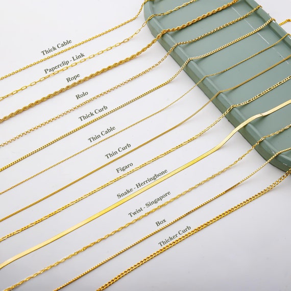 14k Gold Chain Necklace, Twist Chain, Box Chain, Paperclip Chain, Herringbone Chain, Rope Chain, Thin Chain Necklace, Simple Gold Necklace