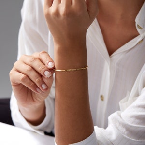 14k Gold Box Chain Bracelet, Sterling Silver Box Chain Bracelet, Adjustable Chain Bracelet, Dainty Box Chain Bracelet, Bracelet for Women image 6