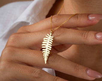 Collana in foglia d'oro 14 carati, ciondolo a forma di foglia, collana naturale per donna, collana con ciondolo a forma di foglia, collana per tutti i giorni, collana con foglie d'oro