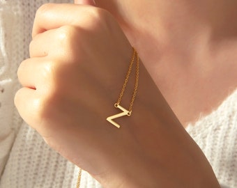 14k Gold Initial Necklace, Tiny Letter Necklace, Minimalist Necklace for Women, Personalized Letter Jewelry, Perfect Christmas Gift for Her