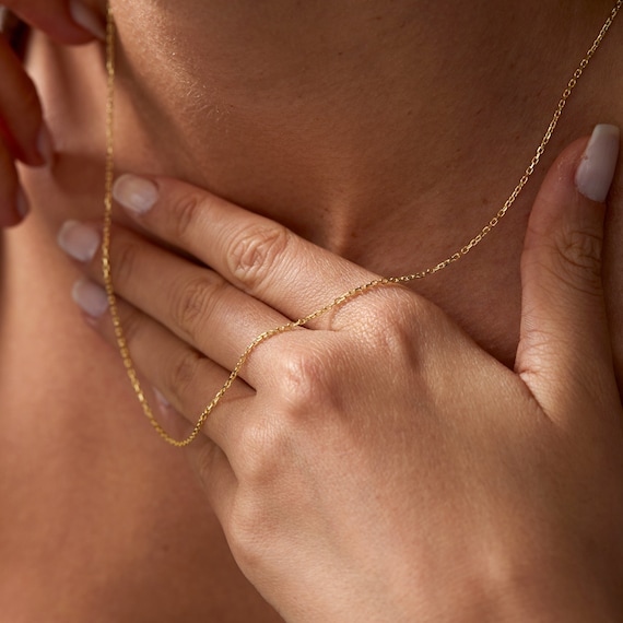 14k Gold Thick Cable Chain Necklace, Sterling Silver Cable Chain Necklace, Necklace for Women, Dainty Gold Chain, Thick Gold Chain Necklace