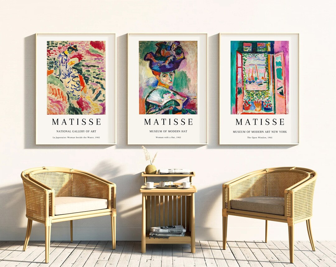 Matisse Prints Set, Gallery Wall Art Set, Eclectic Wall Set of 3, Pink ...