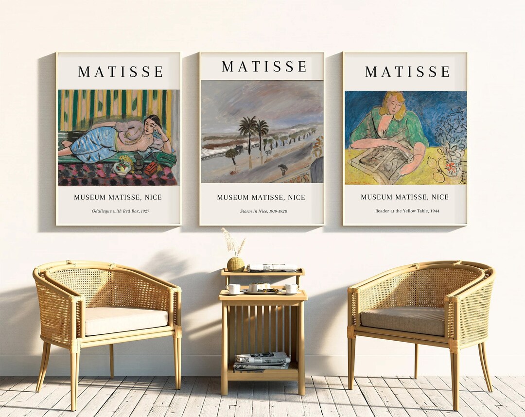 Matisse Prints Set, Gallery Wall Art Set, Eclectic Wall Set of 3, Pink ...