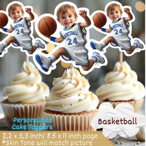 Basketball Personalized Face Cupcake Toppers, fbasketball cupcake toppers,cupcake toppers sports, Custom Face Cupcake Topper, black boy