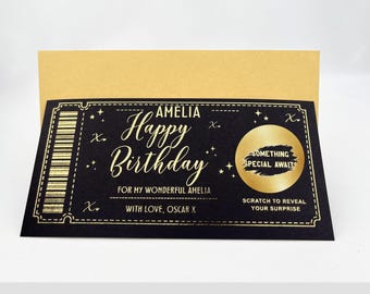 Personalised Birthday Scratch Card – Luxury Gold Surprise Reveal Gift Custom Birthday Card