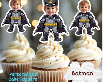 Comic Book Superhero Personalized Face Cupcake Toppers, Custom Baby Face Cupcake Topper, First Birthday Cupcake Topper, Milestone Birthday