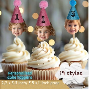 Photo ANY AGE, Birthday Decor, Cupcake Toppers baby face, Cupcake kid birthday, cupcake toppers face, birthday cupcake toppers