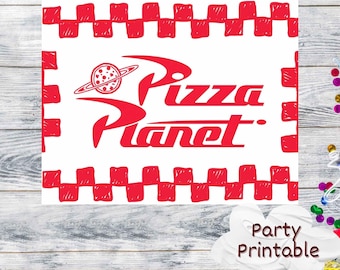 Pizza Planet sign for birthday party digital download kit - Three Pizza Planet Logos in JPG format sized 8x10 11x14 and 5x7 for decorations