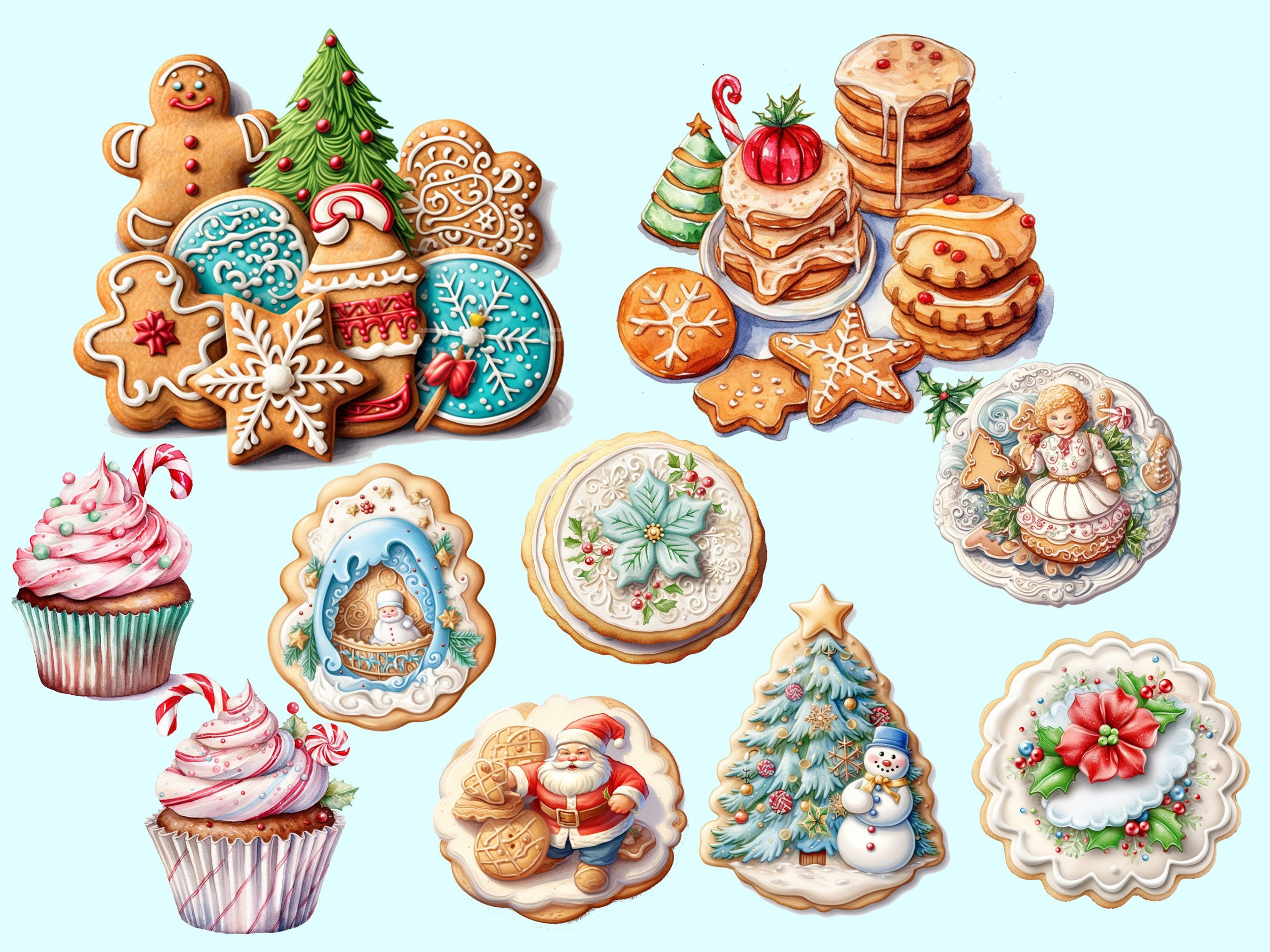 33 Christmas Clipart PNG, Cookies Png, Commercial Use, Digital Download ...