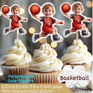 Basketball Personalized Face Cupcake Toppers, fbasketball cupcake toppers,cupcake toppers sports, Custom Face Cupcake Topper