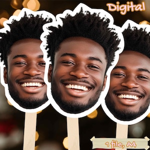 Face on a Stick, Digital Head On A Stick, Printable Big Head Cutout, Groom Face Fans, Funny Groom Face Fan, Bachelorette Party Favor