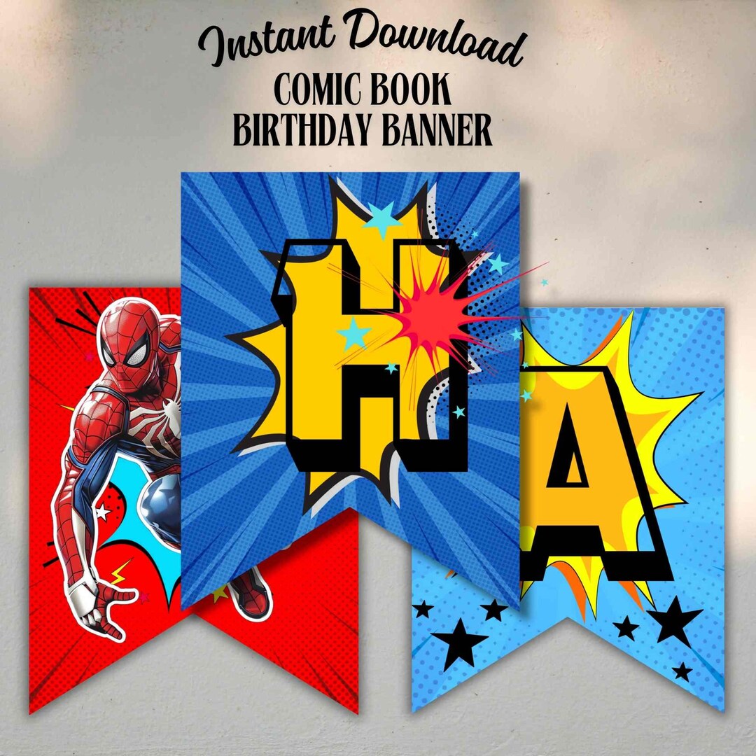 Comic Book Birthday Banner - Etsy