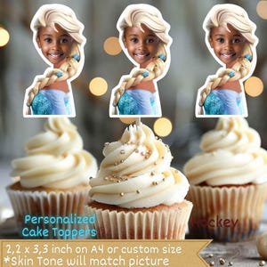 Frozen Elsa Inspired Personalized Face Cupcake Toppers, frozen cupcake toppers, frozen toppers,  frozen themed cupcake