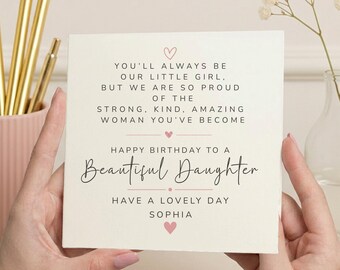 Personalised Daughter Birthday Card Elegant Script Design Custom Name Keepsake Card Any Age Birthday Gift from Mum and Dad