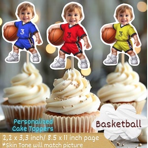 Basketball Personalized Face Cupcake Toppers, fbasketball cupcake toppers,cupcake toppers sports, Custom Face Cupcake Topper