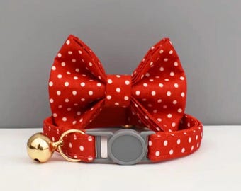 Plaid Cat Collar Bowtie: Personalized Kitten Collar with Engraved Name
