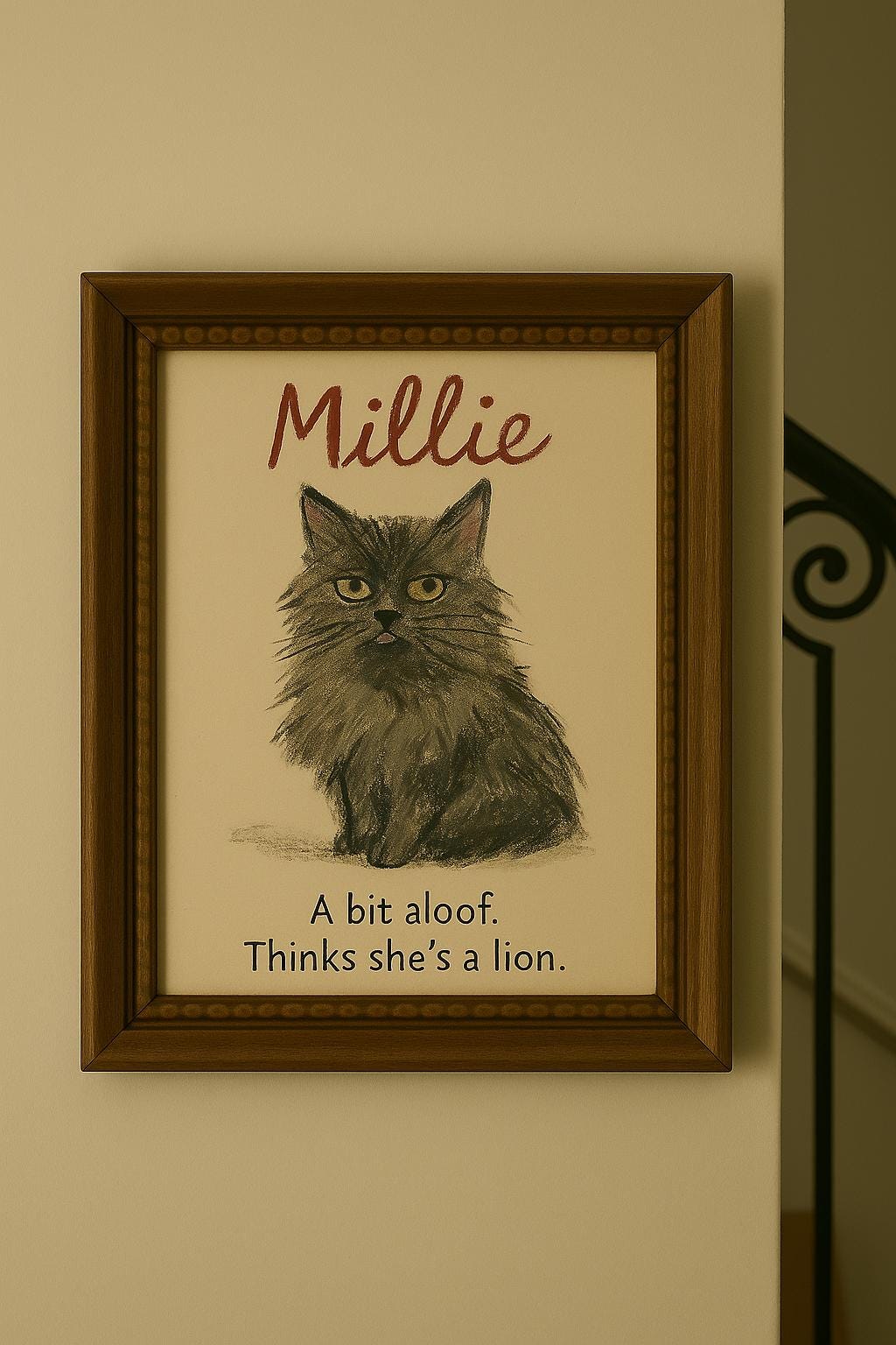 Custom Cat Portrait Cute Cat Poster Personalized Badly Drawn Pet Art ...