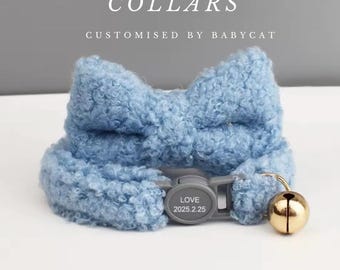 Personalized Cat Collar Bowtie, cute cat collar, Cat ID, Cat Name Tag, Dog ID, Engraved Pet Name Tag,