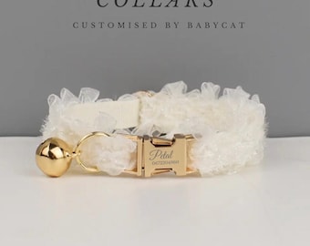 Personalized Velvet Pet Collar Bowtie Set, Engraved Name Tag, Gold Bell