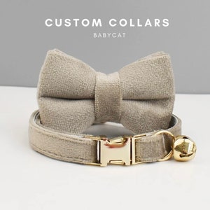 Personalized Cat Collars with bow, custom kitten collars, adjustable engraved velvet cat collar, breakaway cat collar, cat collar with bell